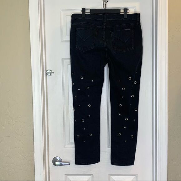 HUDSON New Grommet Jewel Perforated Jeans Black Size 28 - Picture 6 of 12